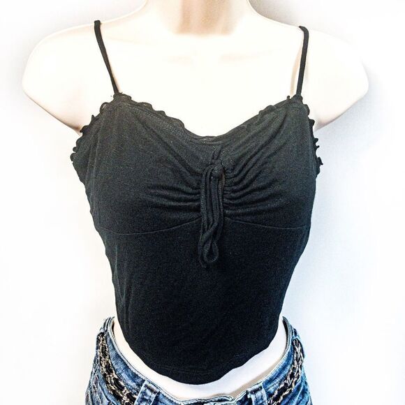 Two Pieces - Black Cropped Cami Sz M/S & Truce Daisy Dukes Jean Shorts Sz 3 - Picture 2 of 16